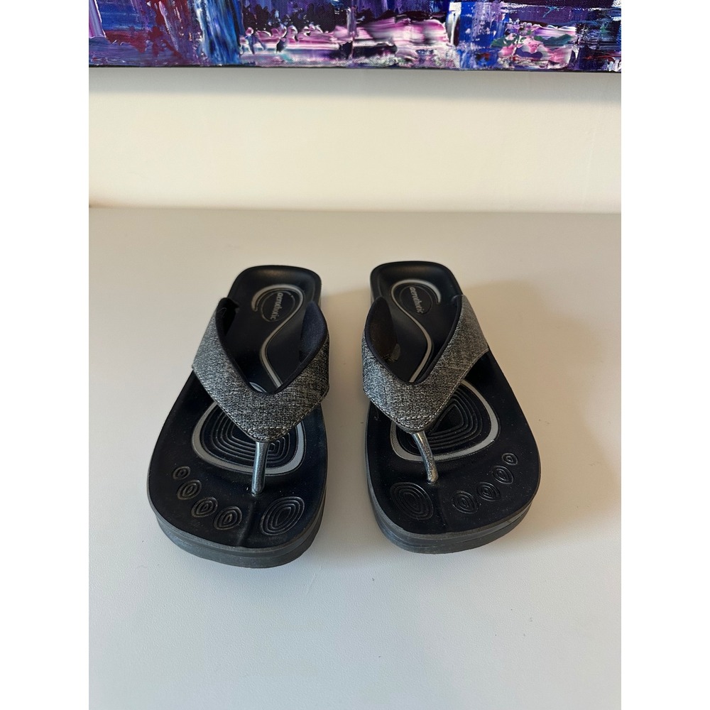 Aerothotic Orthotic Flip‎ Flop Sandals in Black and Grey Arch | Size 36 US 6